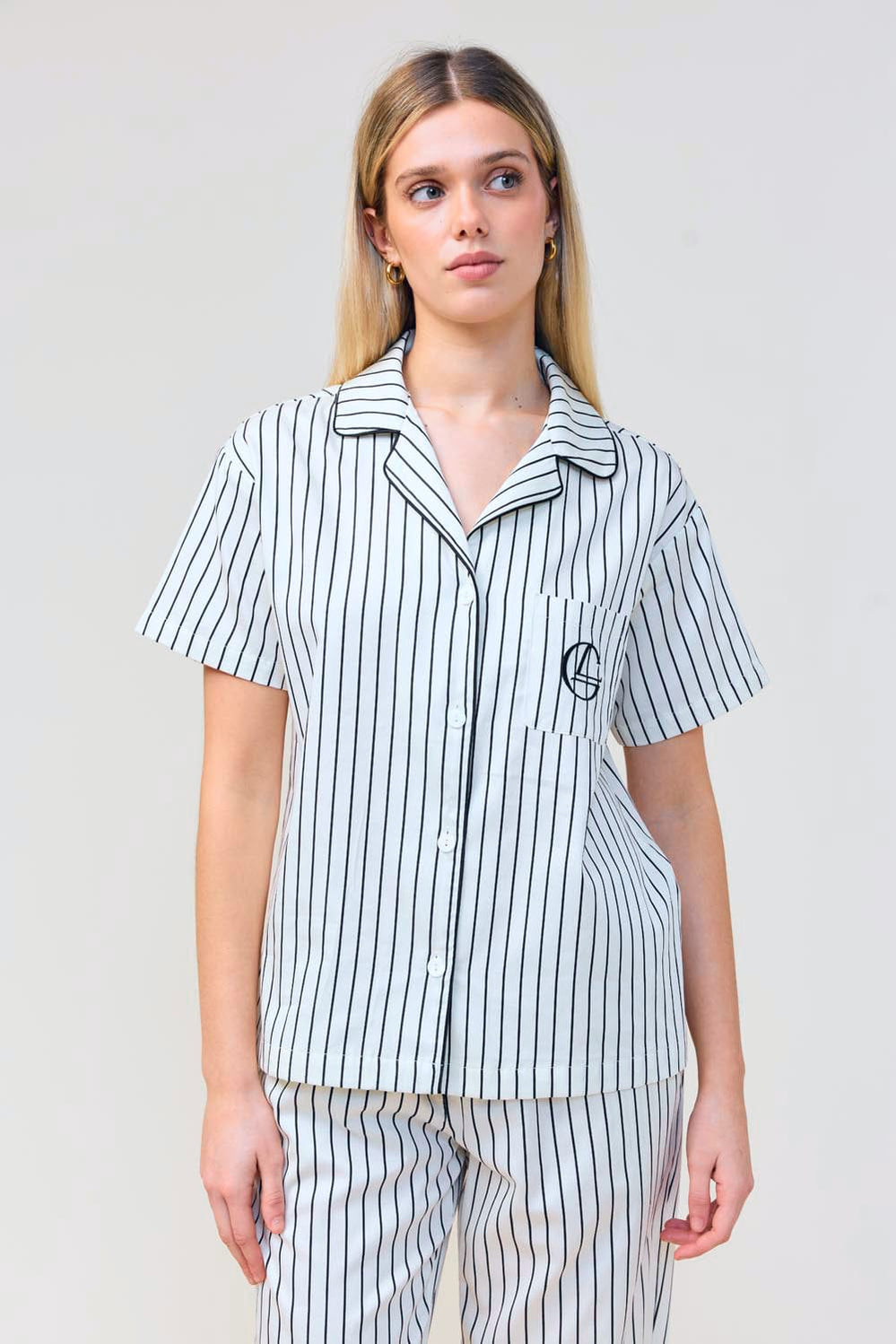 Lisa Stripe Long Pant Pj Set - Ecru - image 4