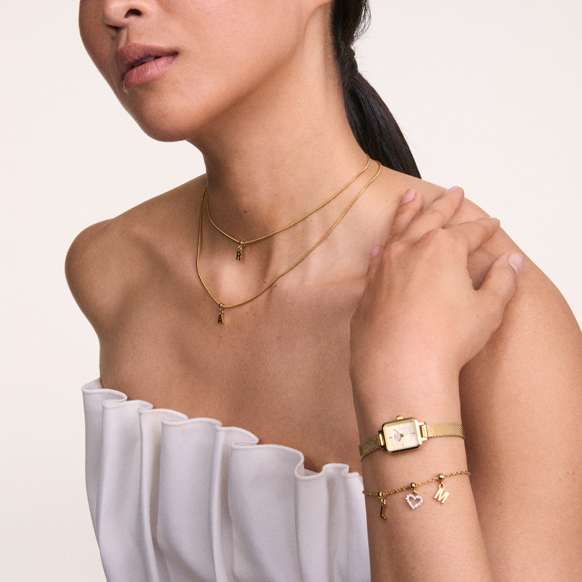 Quadro Mini Evergold Champagne Watch - Gold - image 3