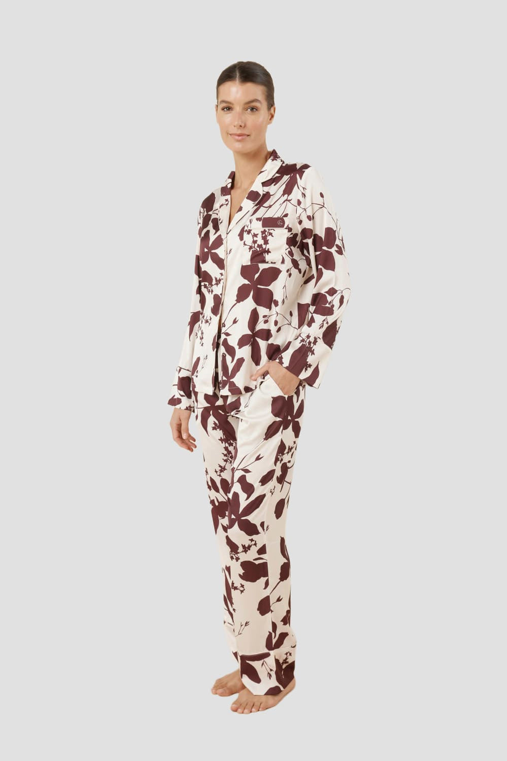 Ivy Silky Satin Pj Set - Burgundy - image 3