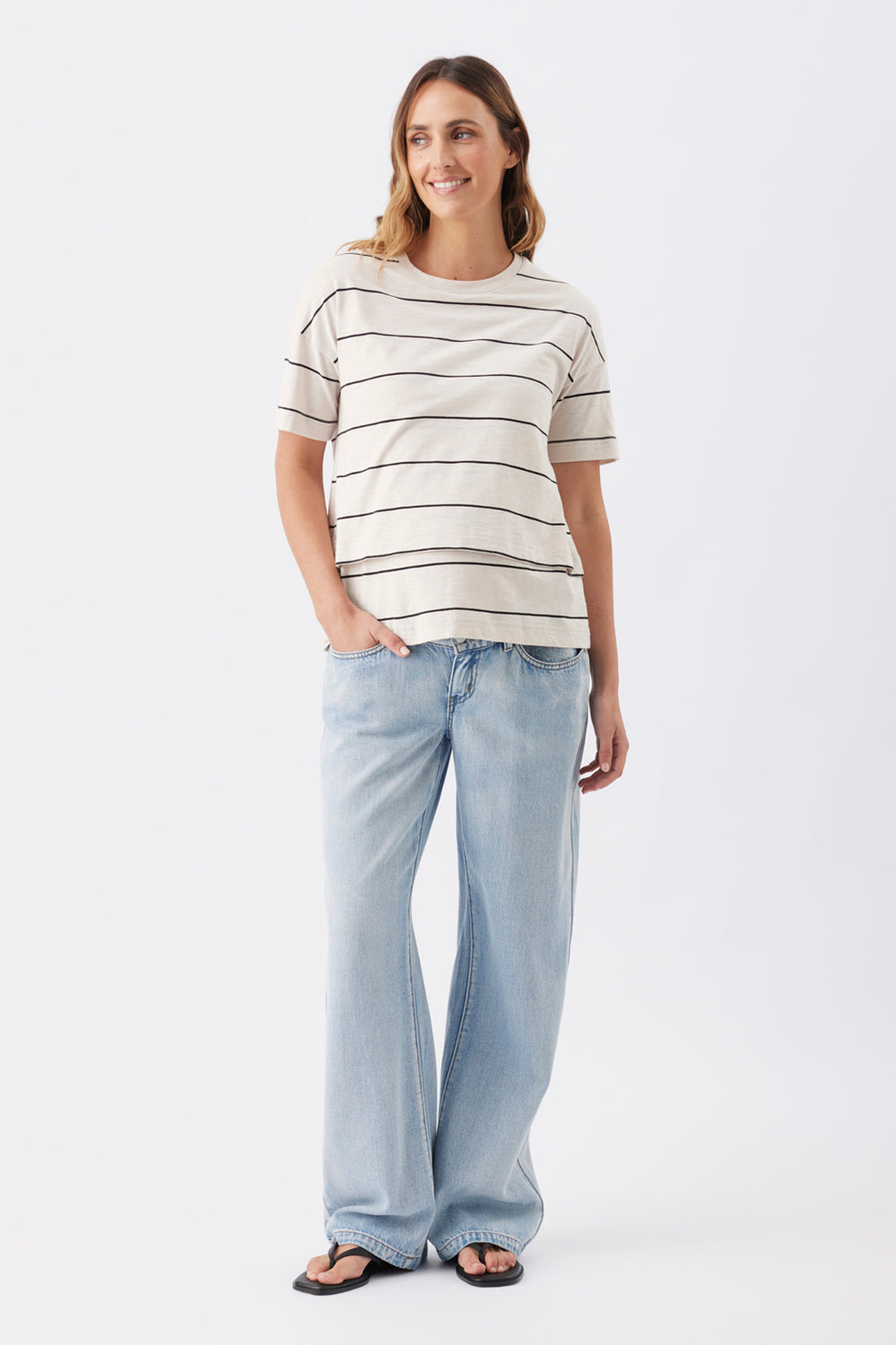 Billie Elastic Waist Maternity Jean - Light Blue - image 1