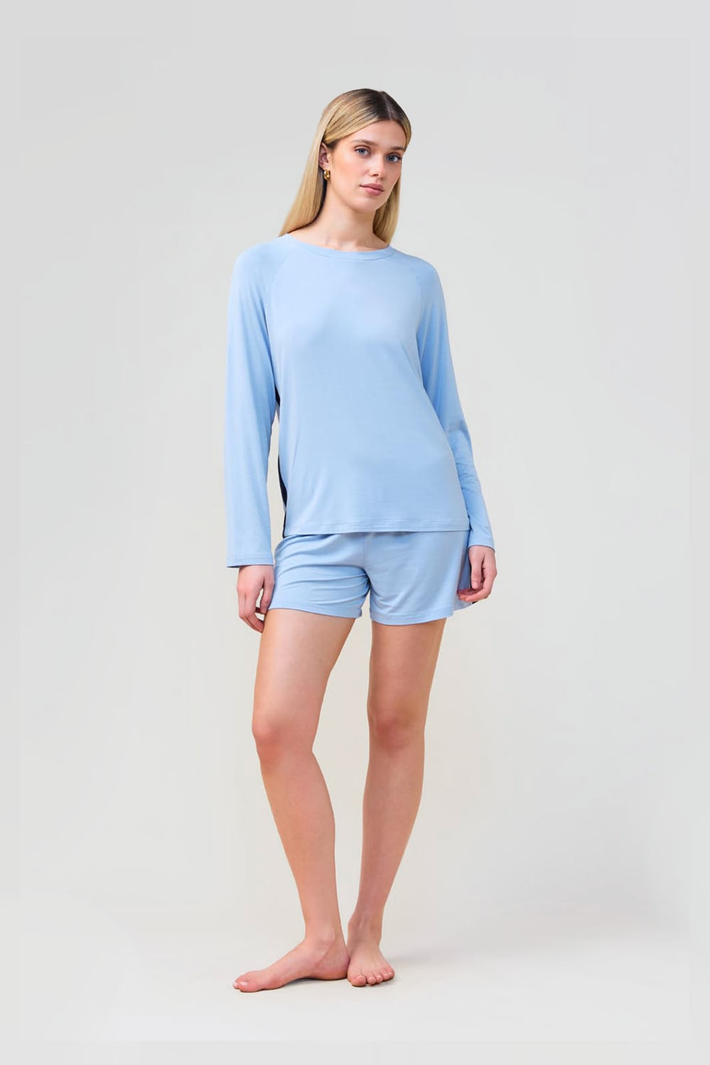 Pippa Bamboo Shorts With Stripe - Blue - image 2