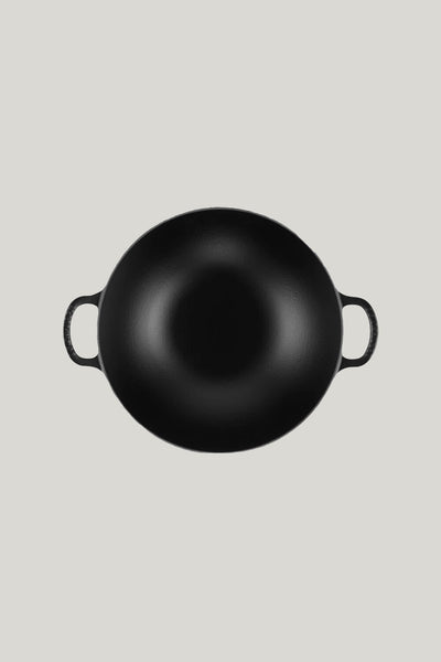 Cast Iron Wok With Glass Lid 32cm - Matte Black - image 3
