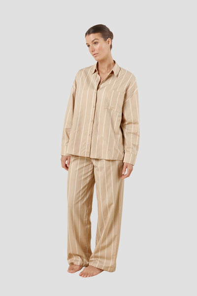 Chloe Cotton Striped Pj Set - Biscuit - image 3