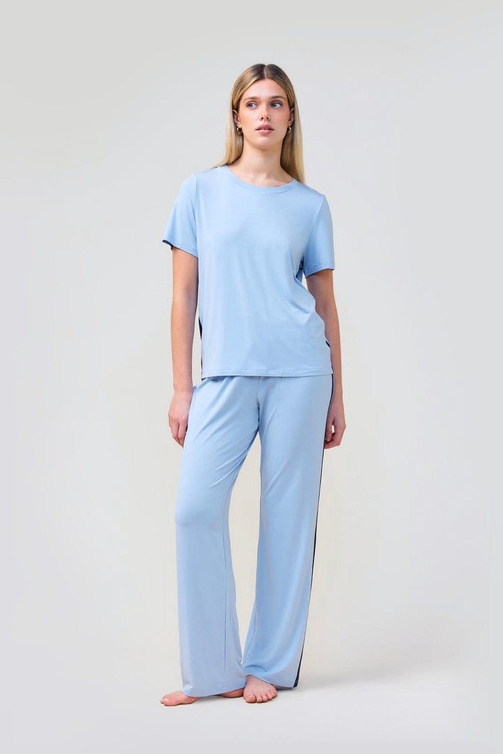 Bronte Bamboo Tshirt With Stripe - Blue - image 2
