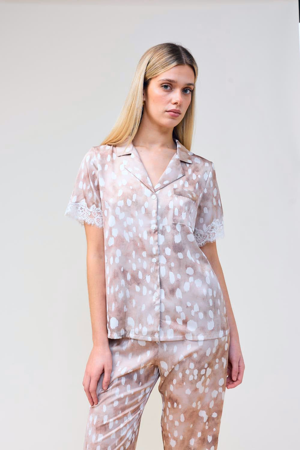 Millie Brown Spot Long Pj Set - Brown - image 2