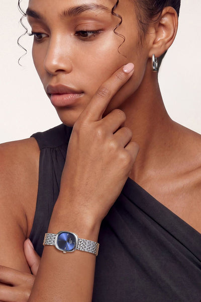 Corta Royal Blue Grain-link Silver Watch - Silver - image 2