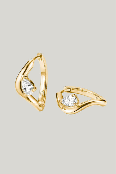Hoop Earrings With Zirconia In Teardrop Shape In Gold - Gold - image 3