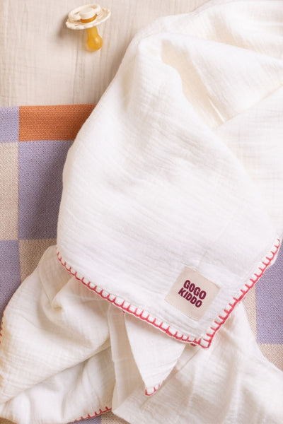 Light And Breathable Muslin Swaddle Wrap - Ivory/pink - Ivory - image 3