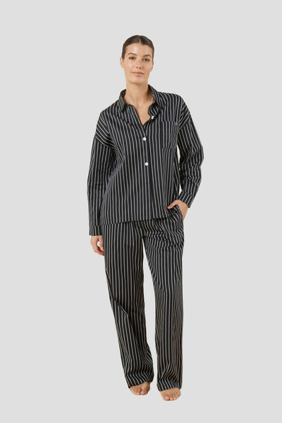 Willow Cotton Stripe Pj Set - Black - image 1
