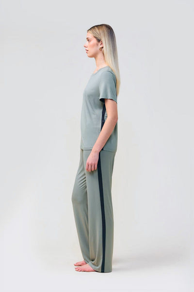 Bronte Bamboo Tshirt With Stripe - Olive - image 3