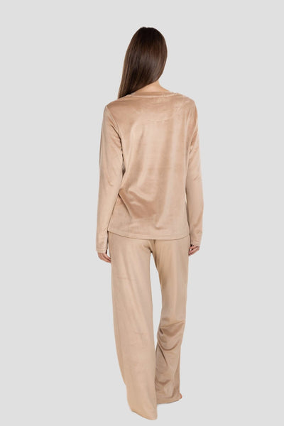 Thea Velour Long Lounge Set - Beige - image 4