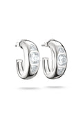 Bold Hoop Earrings With Stones In Silver - Silver - image 1