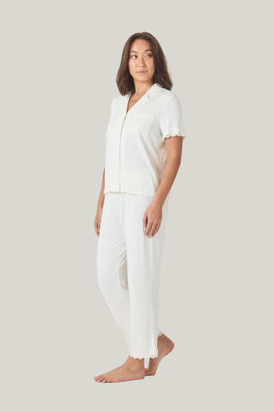 Dianne Bamboo Long Pj Set With Lace - Ecru - image 2