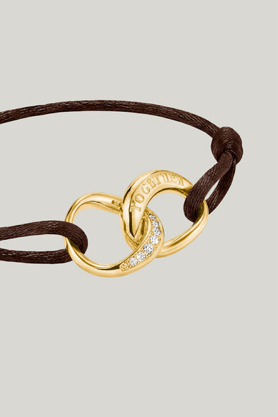 Textile Bracelet Together Brown With Zirconia In Gold - Gold - image 4