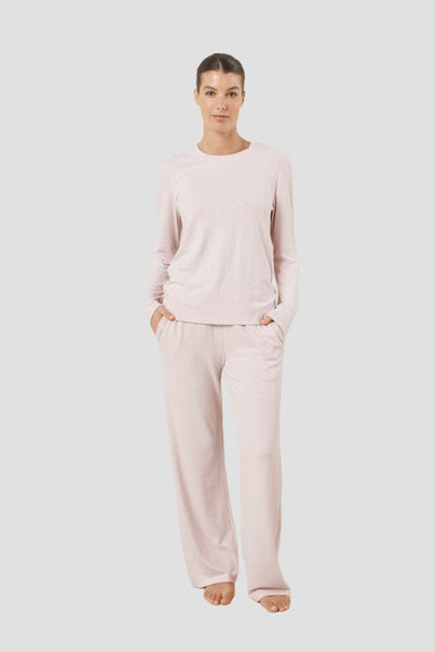 Ellie Lightweight Velour Cable Knit Set - Pink - image 1