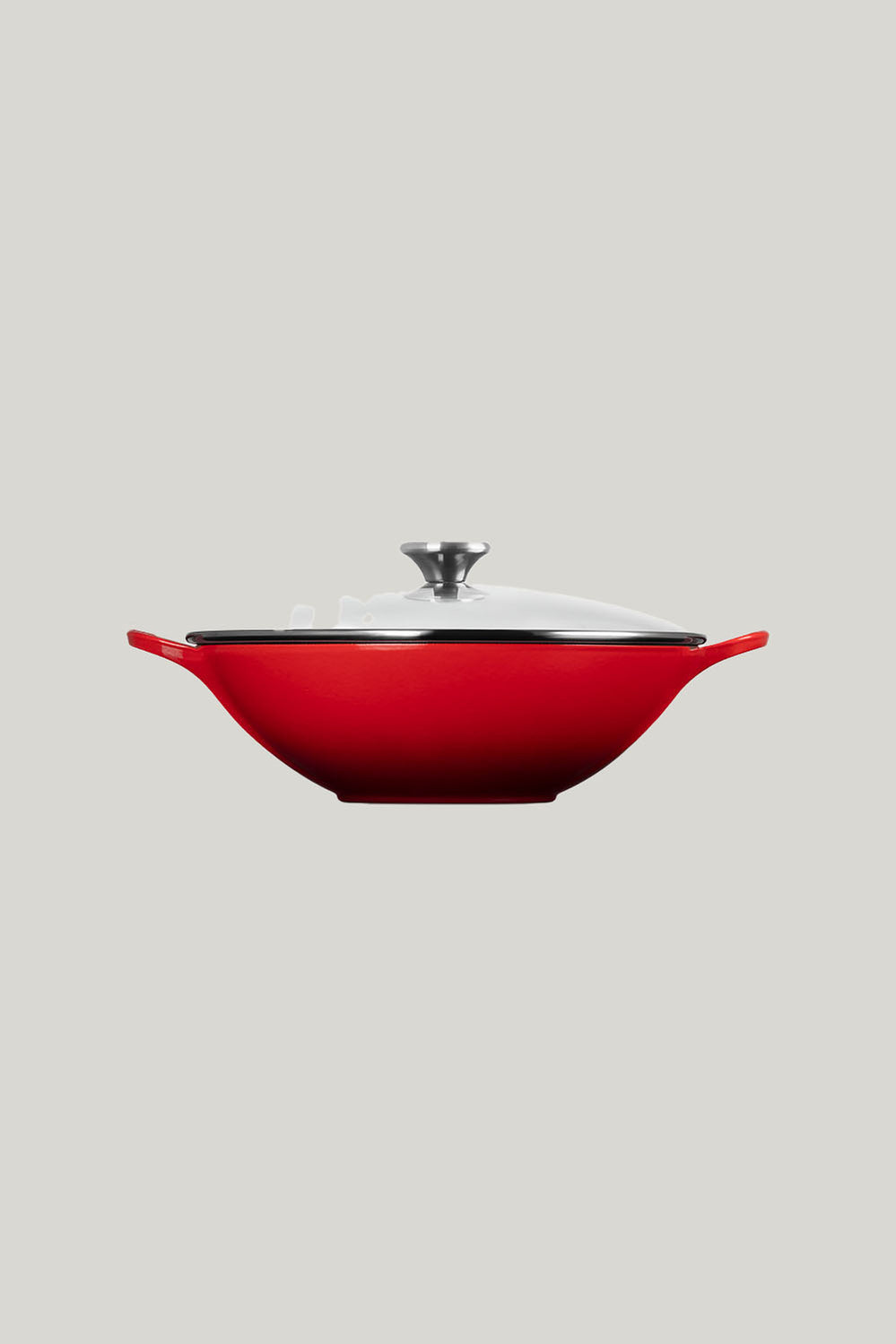 Cast Iron Wok With Glass Lid 32cm - Cerise - image 2