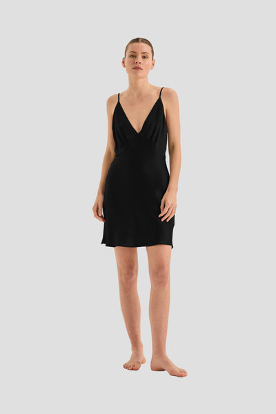 Seraphina Pure Silk Short Chemise - Black - image 1