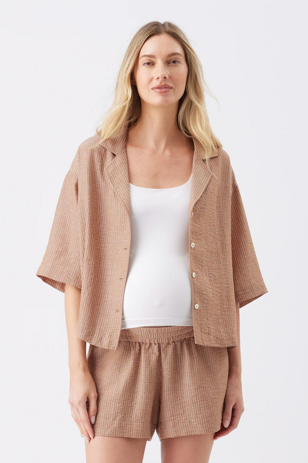 Paige Stripe Shirt - Tan - image 2