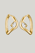 Hoop Earrings With Zirconia In Teardrop Shape In Gold - Gold - image 1