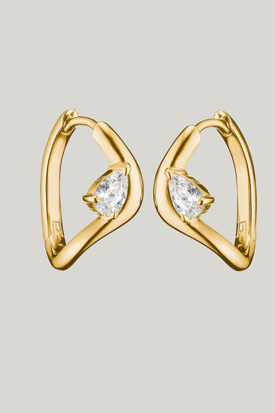 Hoop Earrings With Zirconia In Teardrop Shape In Gold - Gold - image 1