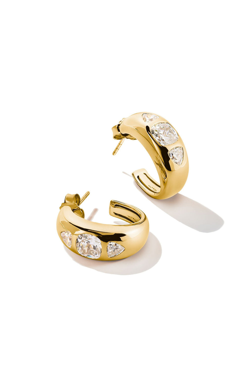 Bold Hoop Earrings With Stones In Gold - Gold - image 2
