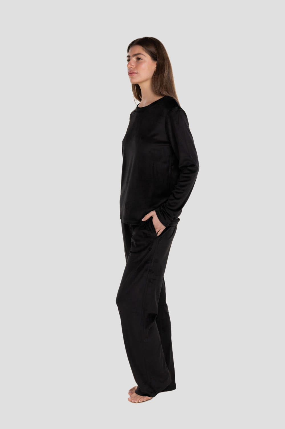 Thea Velour Long Lounge Set - Black - image 3