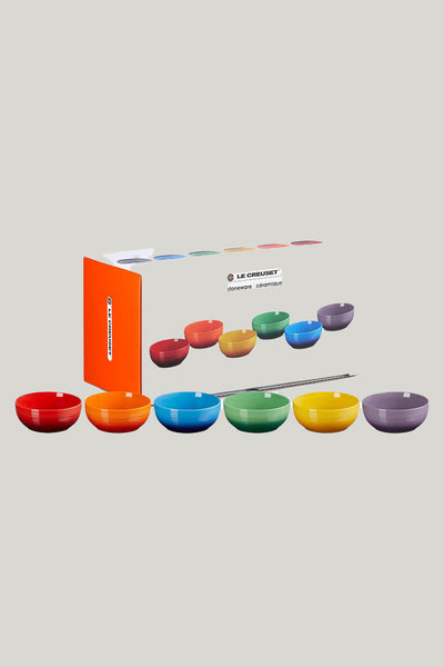 Stoneware Rainbow Set Of 6 Coupe Cereal Bowls 16cm - Rainbow - image 1