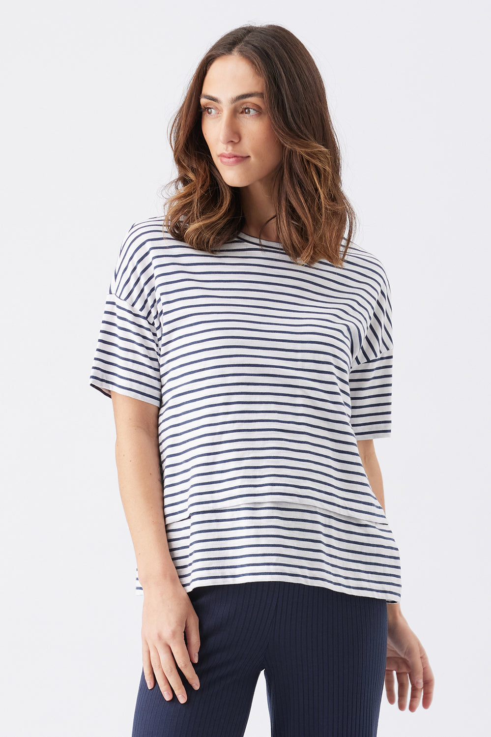 Claudette Nursing Tee - Navy/White - image 1
