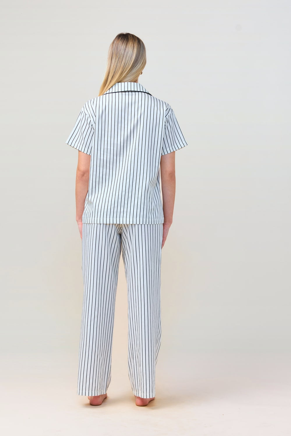 Lisa Stripe Long Pant Pj Set - Ecru - image 3