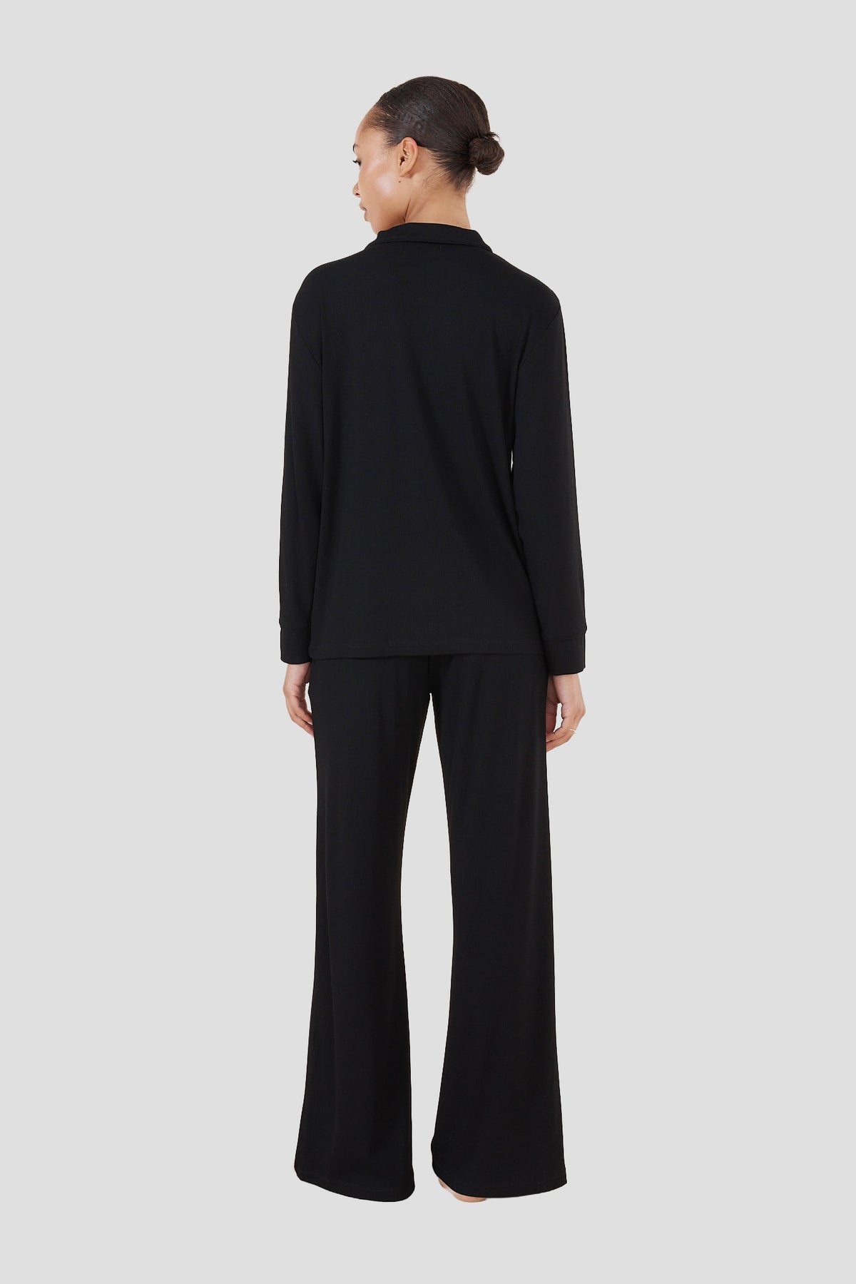 Emilia Ribbed Lounge Pj Set - Black - image 4