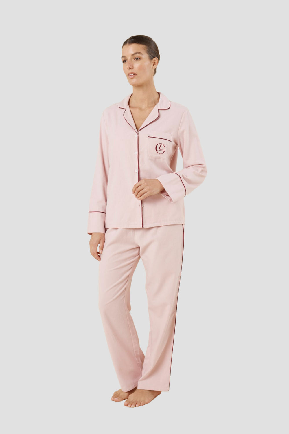 Isabella Brushed Cotton Pj Set - Pink - image 2