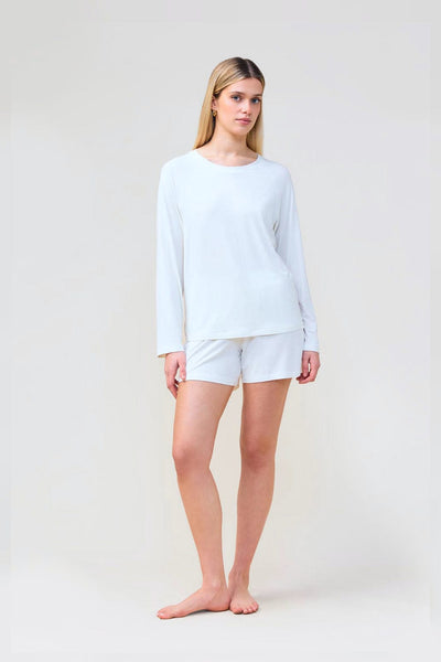 Solene Long Sleeve Top With Stripe - Ecru - image 2