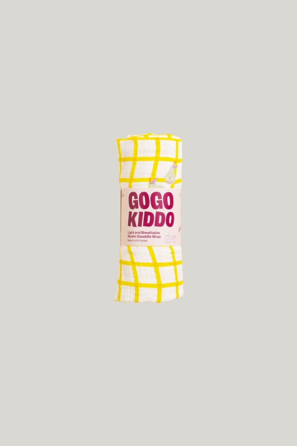 Light And Breathable Muslin Swaddle Wrap - Pear Picnic - Yellow - image 2