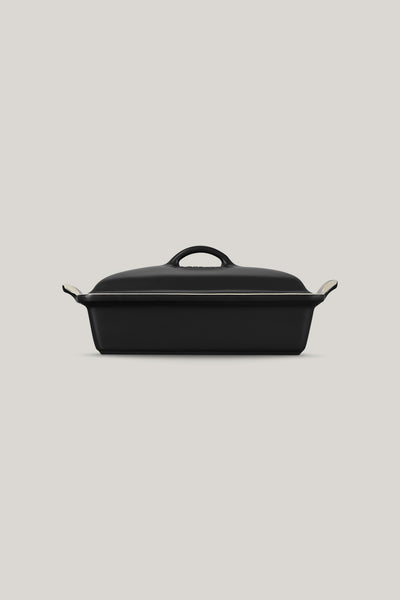 Stoneware Heritage Covered Rectangular Dish 33cm - Matte Black - image 2