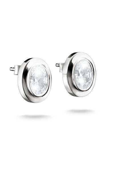 Bold Stud Earring With Stones In Silver - Silver - image 1