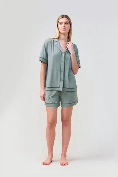Helena Short Bamboo Pj Set - Olive - image 1