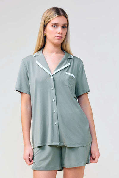 Allegra Short Bamboo Pj Set - Olive - image 2