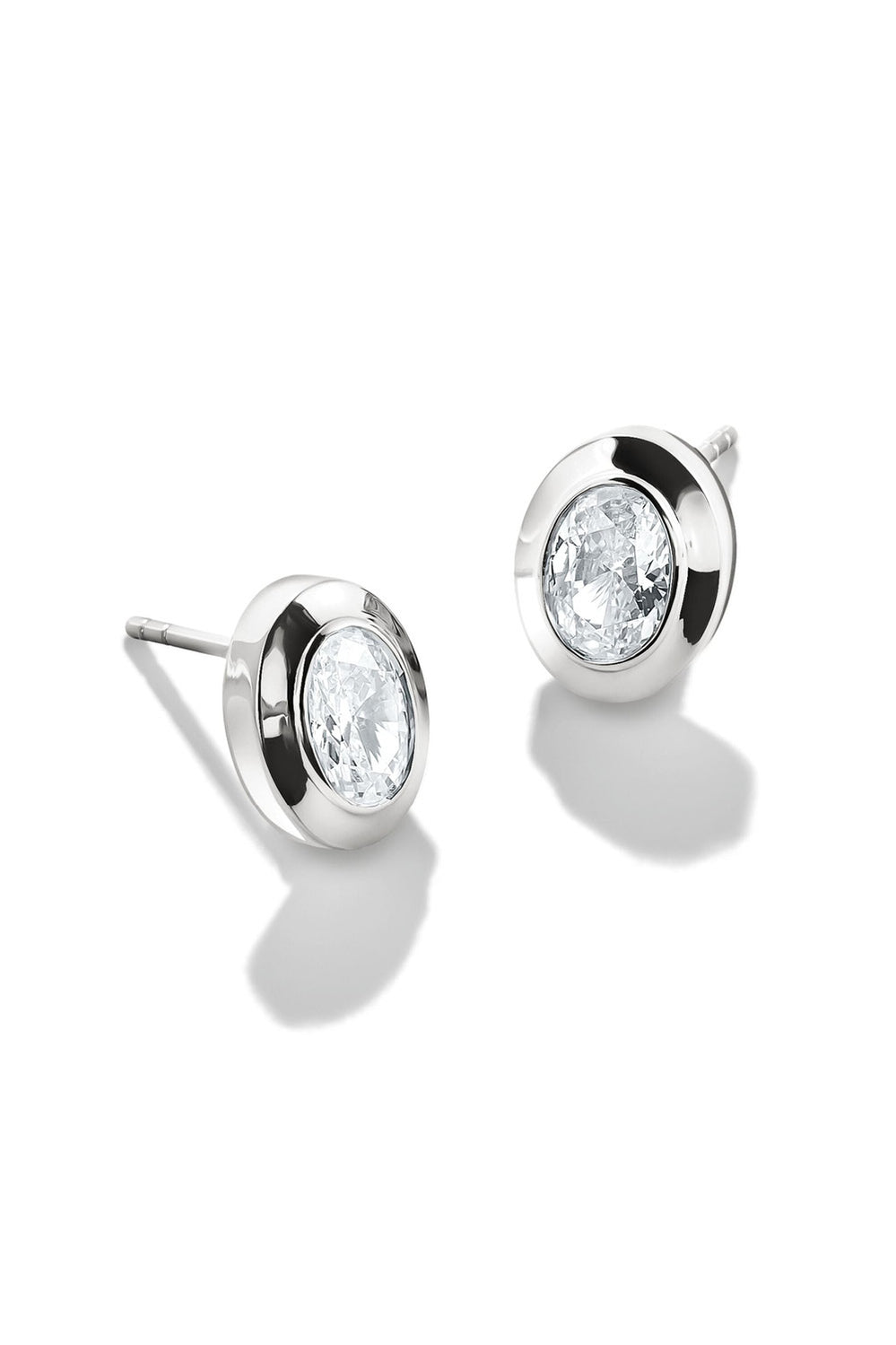 Bold Stud Earring With Stones In Silver - Silver - image 2