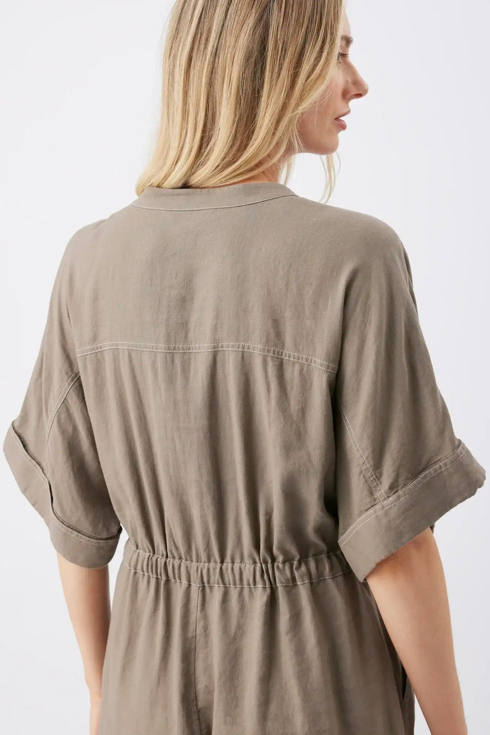 Toni Linen Playsuit - Olive - image 2