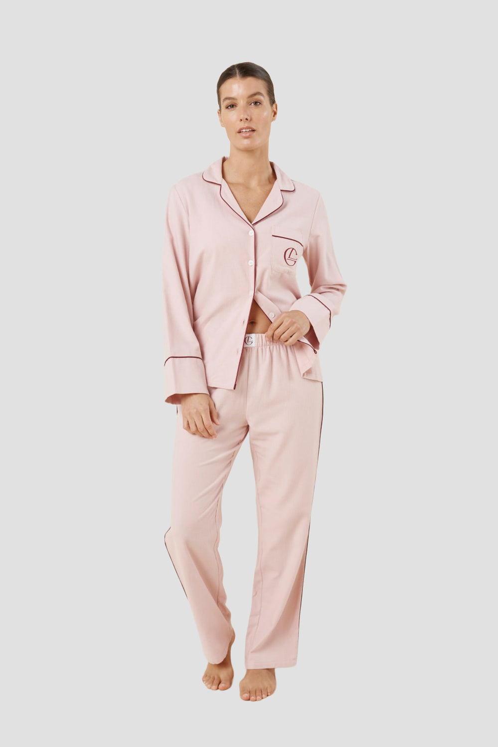 Isabella Brushed Cotton Pj Set - Pink - image 1