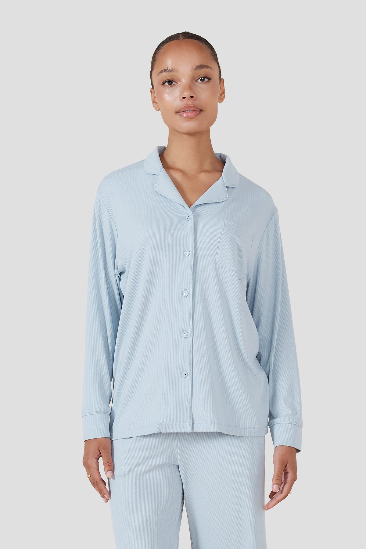 Emilia Ribbed Lounge Pj Set - Powder Blue - image 2