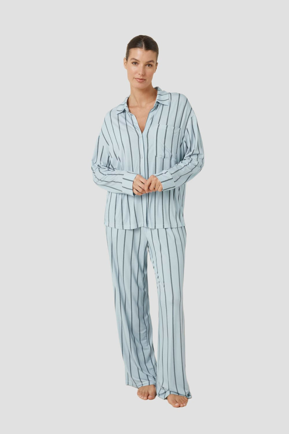 Harlow Bamboo Striped Pj Set - Blue - image 1