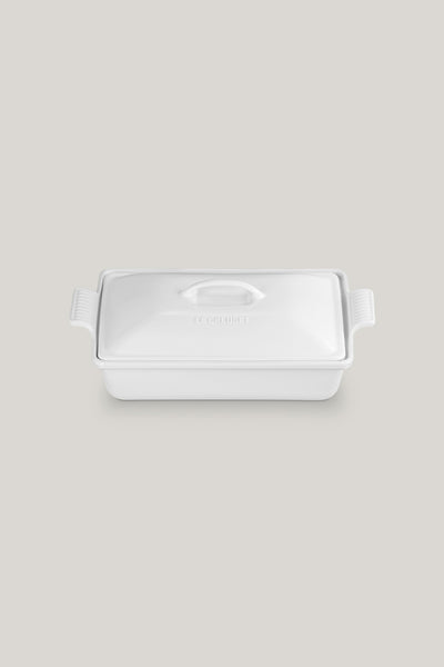Stoneware Heritage Covered Rectangular Dish 33cm - White - image 1