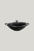Cast Iron Wok With Glass Lid 32cm - Matte Black - image 1