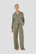 Emilia Ribbed Lounge Pj Set - Olive - image 1