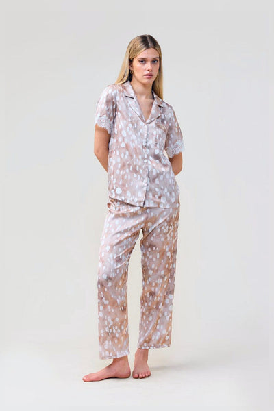 Millie Brown Spot Long Pj Set - Brown - image 1