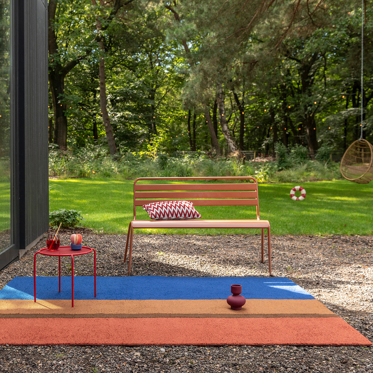 Habitat Festival Stripe Blue Outdoor Rug 350x250cm - Clay - image 2