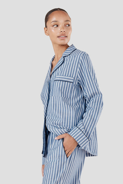Octavia Cotton Stripe Pj Set - Blue - image 2