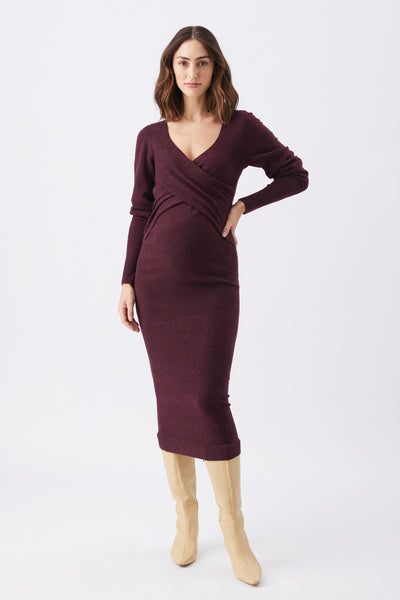 Heidi Nursing Knit Dress - Burgundy - image 1