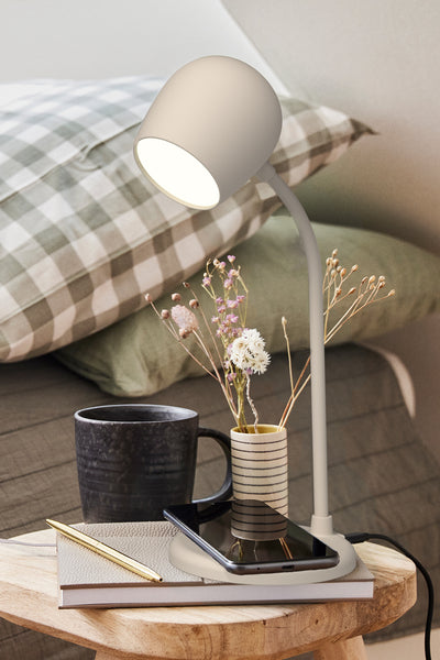 Ellie Smart Lamp With Bluetooth Speaker & Qi Wireless Charger - Ivory Sand - Beige - image 4